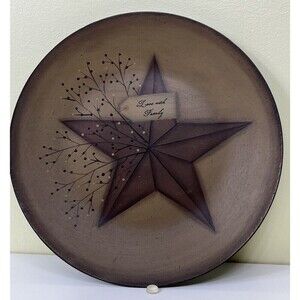 The Hearthside Collection Country Primitive Wood Plate Decor Star Baibara Lloyd